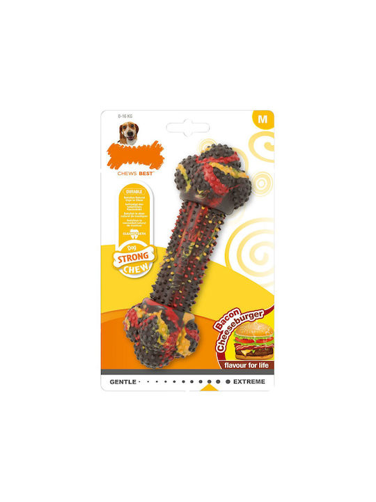 Nylabone Strong Cheeseburger Dog Toy Bone Medium Brown