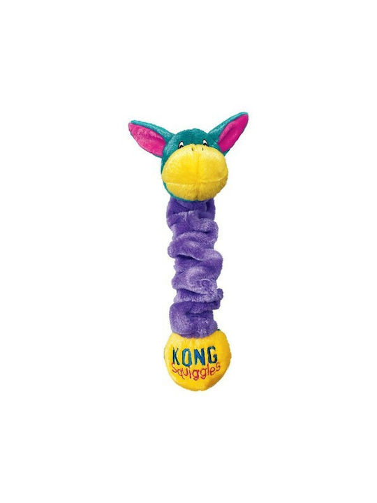 Kong Squiggles Plush Toy for Dogs with Sound Medium Pink Bear