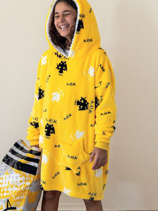Palamaiki Kinder Bademantel Winterlich Fleece Gelb