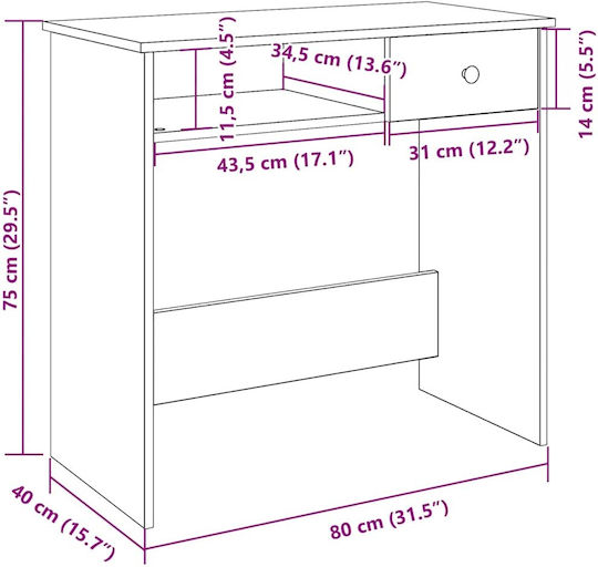 Schreibtisch Holz Smoky Oak 80x40x75cm
