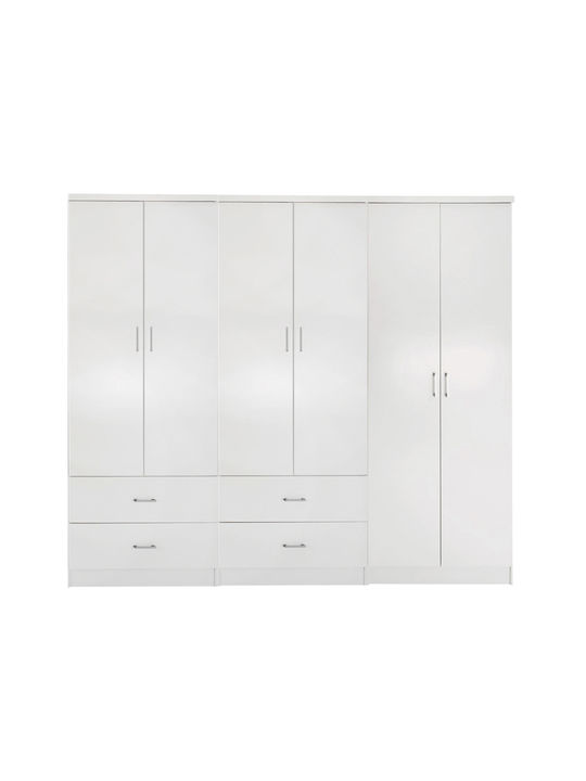 Sechs Türen Kleiderschrank Reina White 240x43x181cm