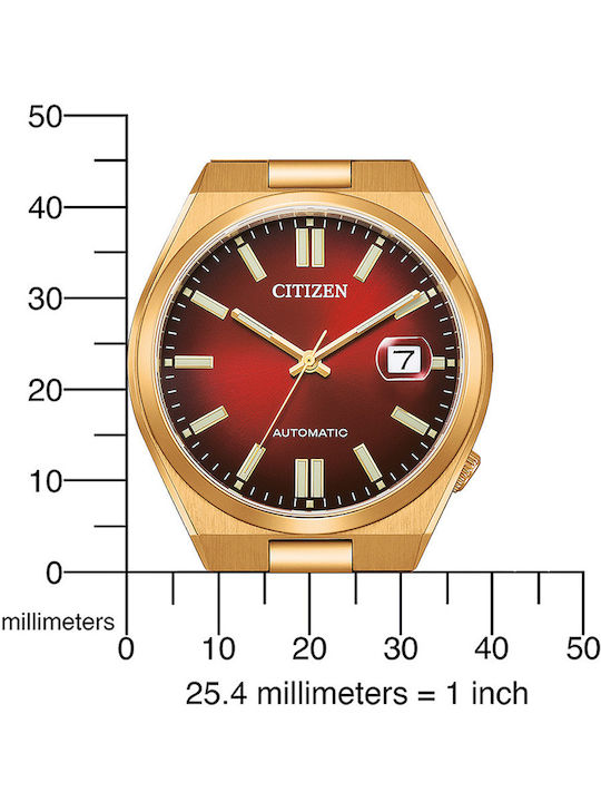 Citizen Tsuyosa Ανδρικό Ρολόι 40mm Αυτόματο με Χρυσό Μεταλλικό Μπρασελέ