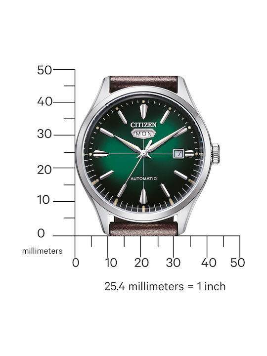 Citizen Men's Watch 40.2mm Automatic with Brown Leather Strap