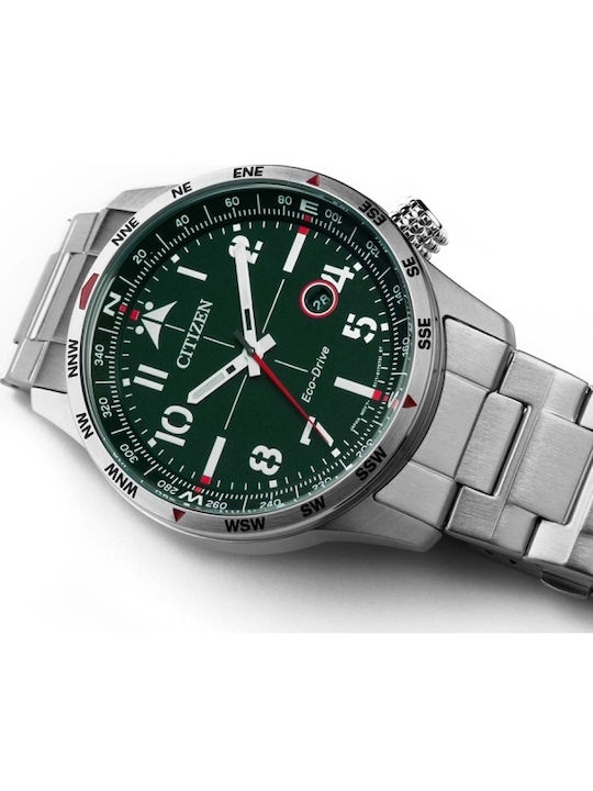 Citizen Ceasuri Bărbați 43mm Eco - Drive cu Brățară Din Metal Argintie