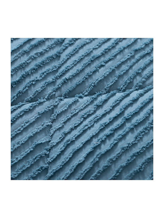 Saray Home Duvet Set Queen with Microfiber Filling 220x240cm Ruffles Petrol Blue 3pcs 200 GSMGsm