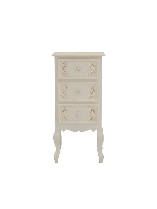 Pazlen Wooden Chest of Drawers Λευκή Αντικέ 40x34.5x82cm