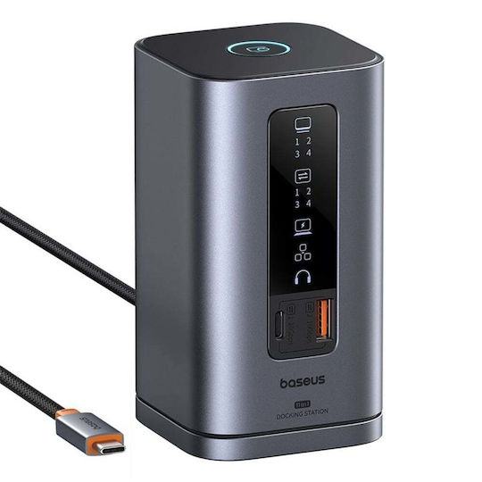 Baseus Spacemate 11in1 (Win) USB-C Docking Station με HDMI/DisplayPort 4K PD Ethernet και σύνδεση 3 Οθονών Γκρι