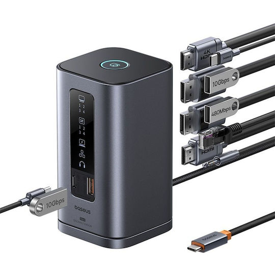 Baseus Spacemate 11in1 (Win) USB-C Docking Station με HDMI/DisplayPort 4K PD Ethernet και σύνδεση 3 Οθονών Γκρι