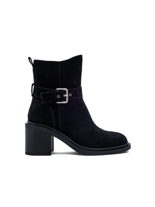 Leder Stiefeletten Damen Schwarz