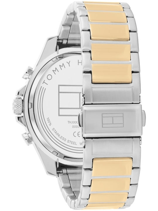 Tommy Hilfiger Clark Ανδρικό Ρολόι 46mm Χρονογράφος Μπαταρίας με Χρυσό Μεταλλικό Μπρασελέ