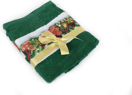 Dimcol Set Christmas Towels Fabric Green L90xW90cm. 2pcs
