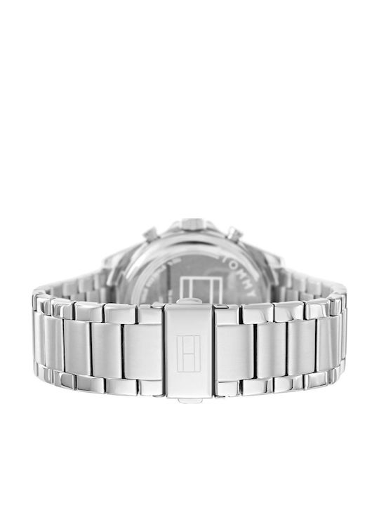 Tommy Hilfiger Baker Herrenuhr 44mm Chronograph Batterie mit Silber Metallarmband