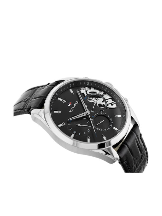 Tommy Hilfiger Baker Men's Watch 44mm Chronograph Battery with Black Leather Strap