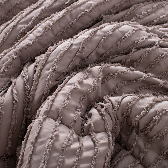 Saray Home Комплект Пухено Единично с Пълнеж Microfiber 160x220бр Mocha Brown 2бр 200 г/м²Gsm