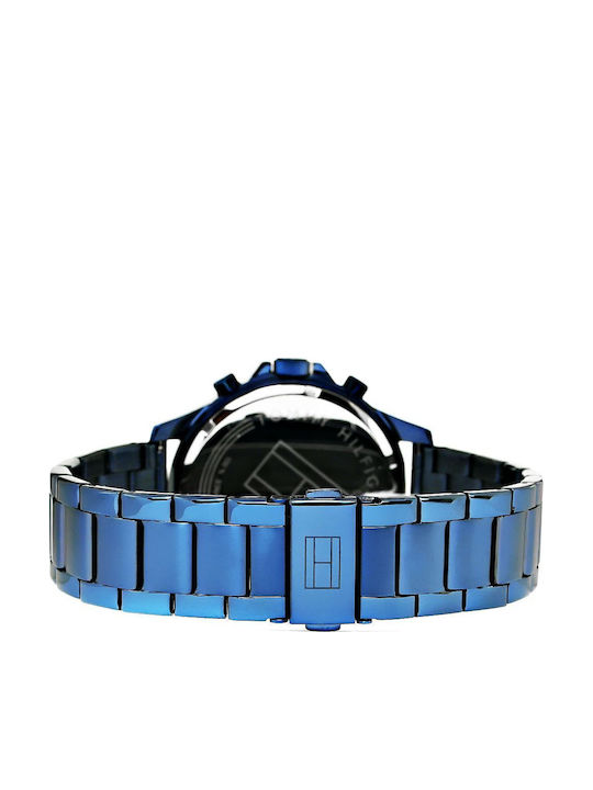 Tommy Hilfiger Bank Men's Watch 44mm Battery with Blue Metal Bracelet