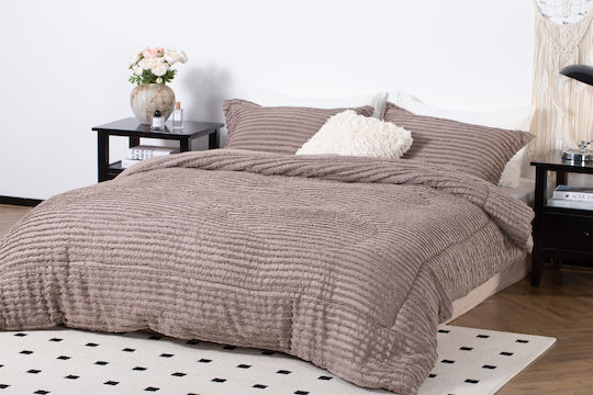 Saray Home Комплект Пухено Единично с Пълнеж Microfiber 160x220бр Mocha Brown 2бр 200 г/м²Gsm