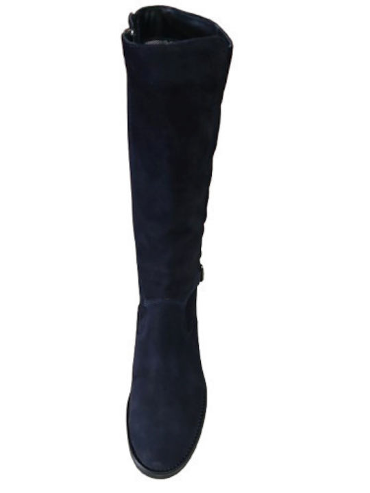 Leather Women's Boots with Zipper Isabel Blue