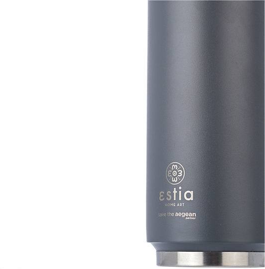 Estia Travel Cup Save the Aegean Reciclabil Pahar Termos Oțel inoxidabil / Plastic Fără BPA 500ml FJORD GRI cu Pai