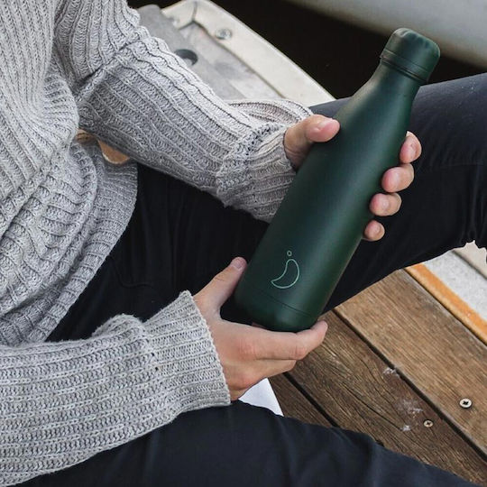 Chilly's Original All Matte Monochrome Bottle Thermos Stainless Steel BPA Free 500ml Green