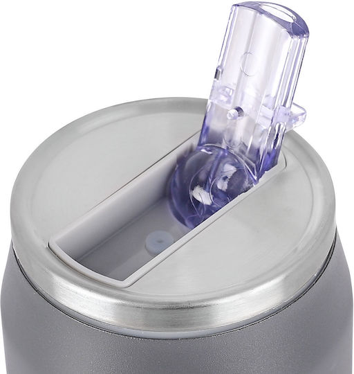 Estia Travel Cup Save the Aegean Reciclabil Pahar Termos Oțel inoxidabil / Plastic Fără BPA 500ml FJORD GRI cu Pai