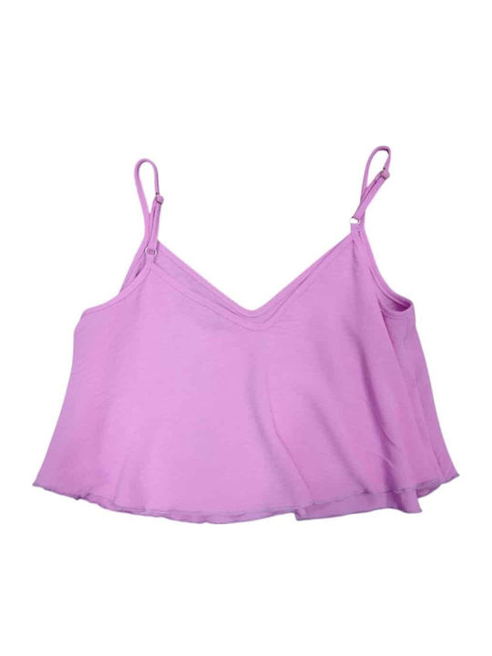 Γυναικείο Crop Top με Τιράντες Ροζ