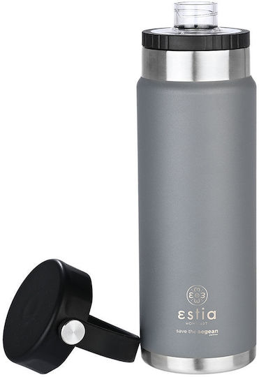Estia Travel Chug Save the Aegean Bottle Thermos Stainless Steel 750ml Estia Travel Chug Save Aegean Fjord Grey with Loop