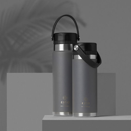 Estia Travel Chug Save the Aegean Bottle Thermos Stainless Steel 750ml Estia Travel Chug Save Aegean Fjord Grey with Loop