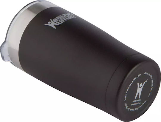 Healthy Human Cruiser Glass Thermos Stainless Steel BPA Free 591ml Black with Straw