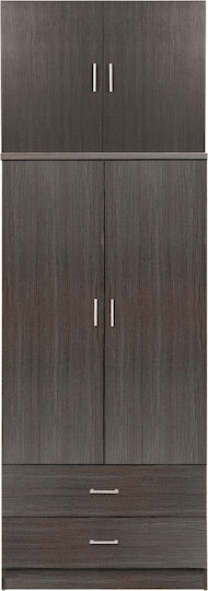 Reina Δίφυλλη Ντουλάπα με Πατάρι 80x42x241cm Zebrano