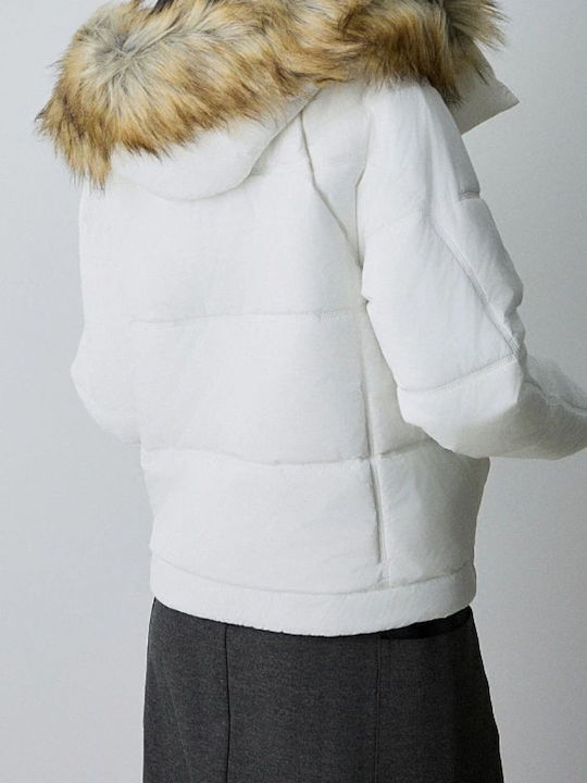Kurz Damen Puffer Jacke für Winter White
