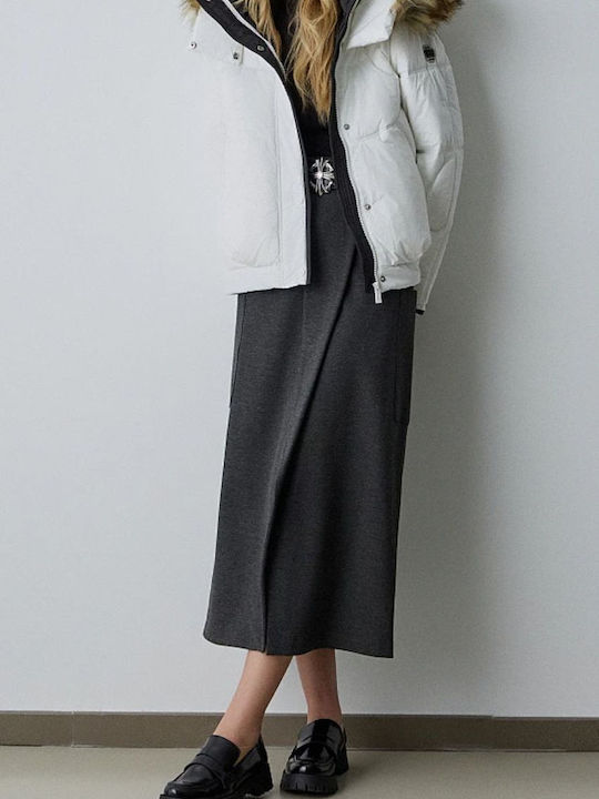 Kurz Damen Puffer Jacke für Winter White