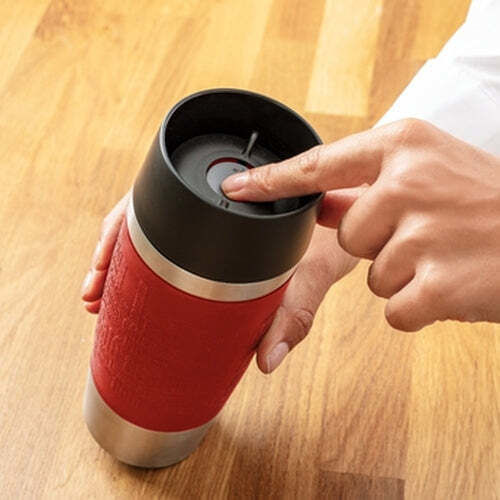 Tefal Travel Mug Glass Thermos Stainless Steel 360ml Red with Mouthpiece