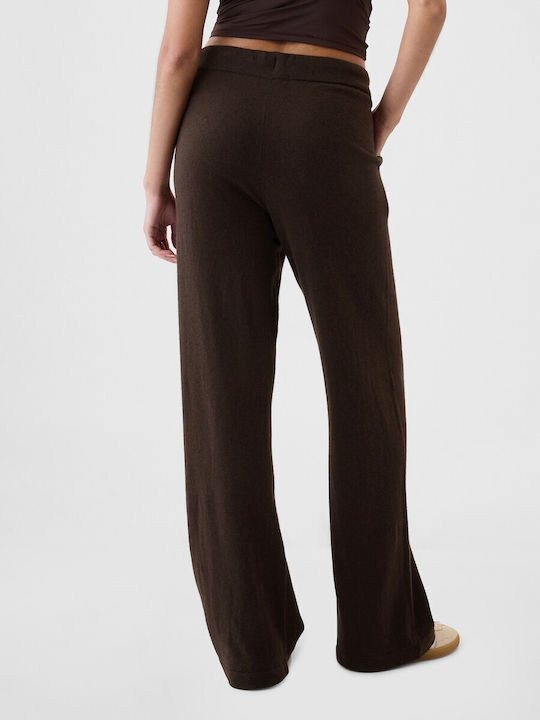 Women's Fabric Trousers with Rubber Band Terra Brown