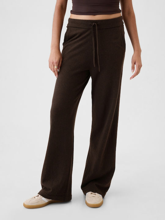 Women's Fabric Trousers with Rubber Band Terra Brown