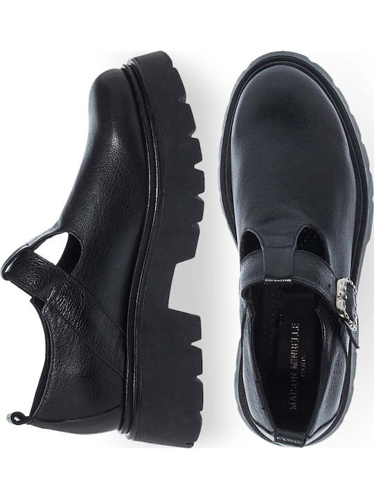 Leather Women's Moccasins in Black Color