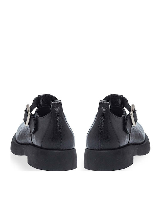 Leather Women's Moccasins in Black Color
