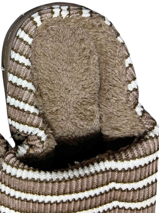 TnS Men's Slippers with Fur Brown