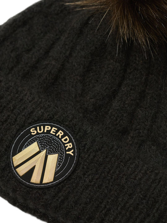 Superdry Cable Luxe Knit Beanie Beanie Knitted in Black color