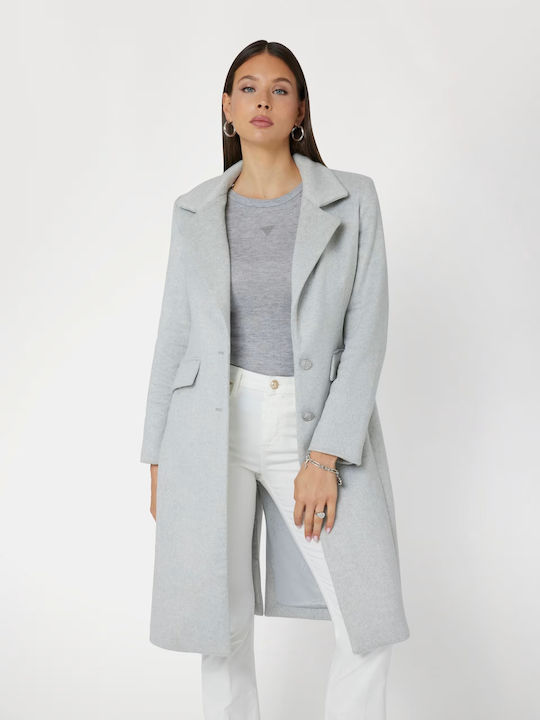 Wolle Damen Gray Mantel mit Knöpfen