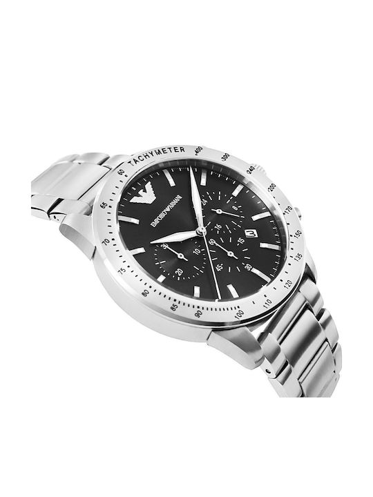 Emporio Armani Men's Watch 43mm Chronograph Battery with Silver Metal Bracelet