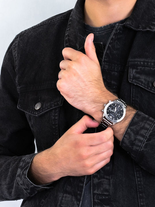 Emporio Armani Men's Watch 43mm Chronograph Battery with Silver Metal Bracelet
