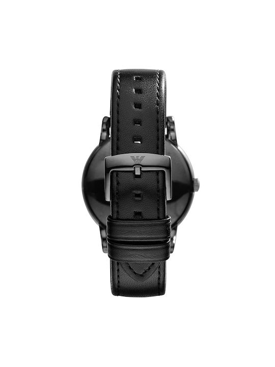 Emporio Armani Watch Battery with Black Leather Strap