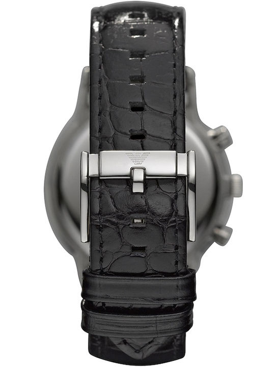 Emporio Armani Men's Watch 43mm Chronograph Battery with Black Leather Strap