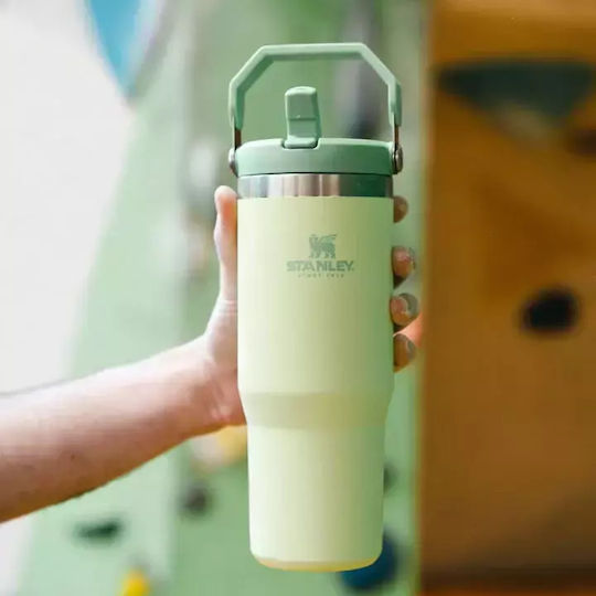 Stanley Flip Flasche Thermosflasche Rostfreier Stahl BPA Frei 880ml Citron mit Stroh