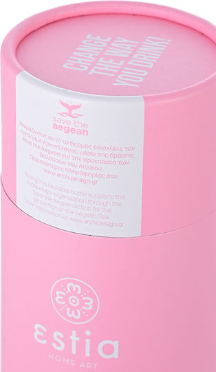Estia Travel Flask Save Aegean Recyclable Bottle Thermos Stainless Steel BPA Free 500ml Blossom Rose