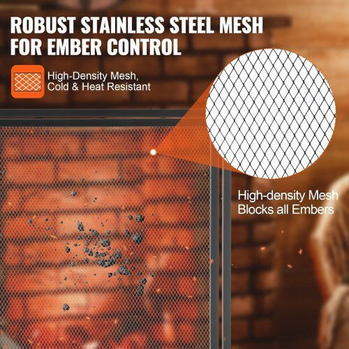 Vevor Ecran de protecție pentru șemineu din metal 99x78cm Gri