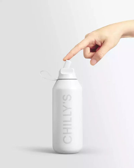 Chilly's Series 2 Flip Bottle Thermos Stainless Steel BPA Free 500ml Granite Gray With Straw And Loop
