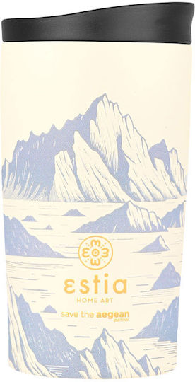 Estia Travel Mug Save The Aegean Recyclable Glass Thermos Stainless Steel BPA Free 350ml Alpine essence