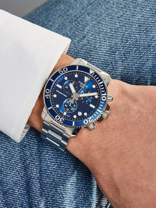 Tissot Seastar 1000 Ρολόι Μπαταρίας με Μεταλλικό Μπρασελέ