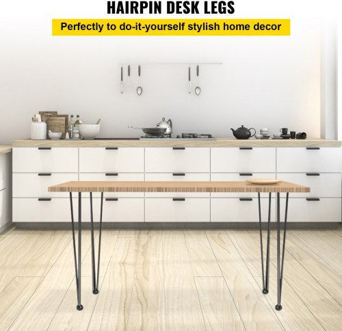 Set of 4 Black Vevor Hairpin Table Legs 18" Furniture 220lbs Capacity 3 Rods Heavy Duty Carbon Steel Tzzt4pcs18yc3g001v0